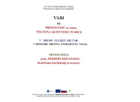 Predavanje na temo: TELESNA AKTIVNOST IN SRCE